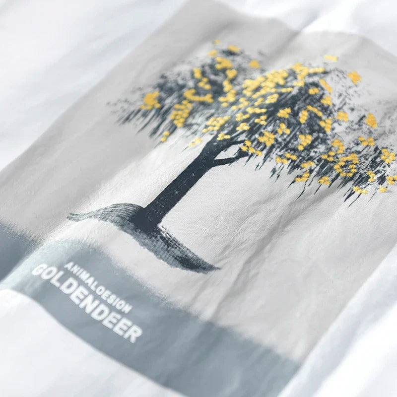 Tree print slim fit summer t-shirt