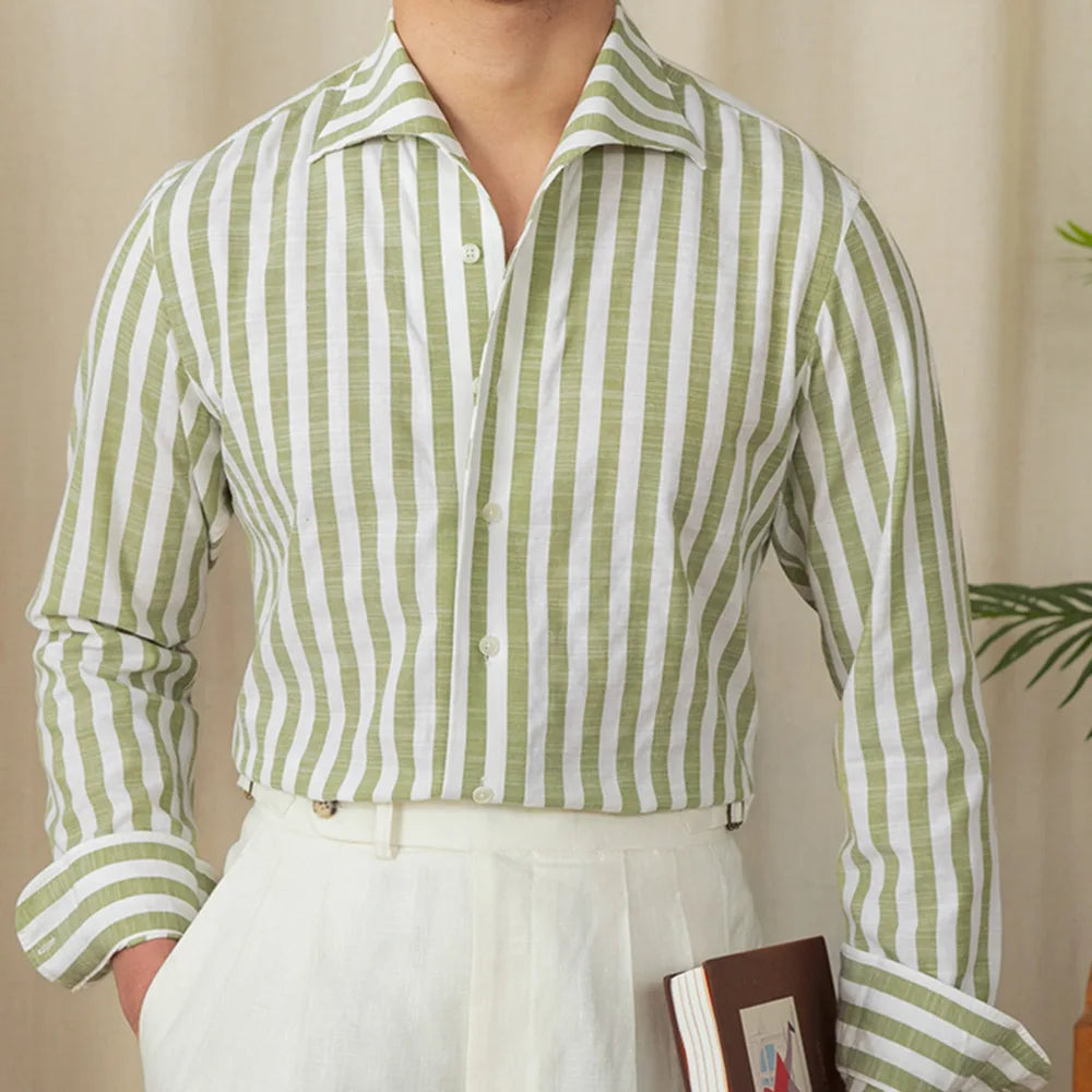 Business striped white summer shirt