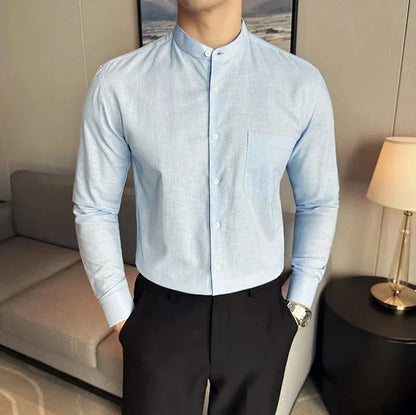 Linen smart casual long-sleeve shirt