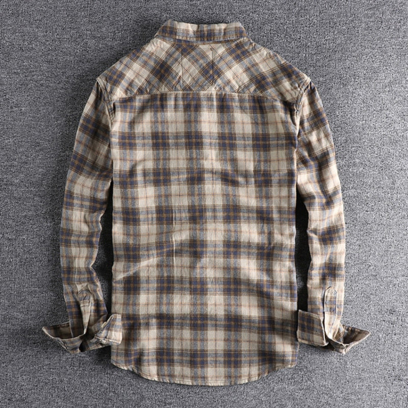 Chemise à manches longues à carreaux rétro pour hommes YML