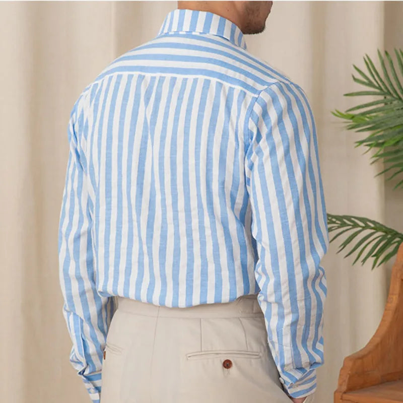 Business striped white summer shirt