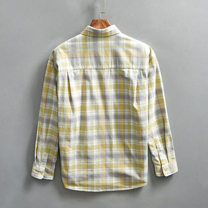 RETRO cotton summer plaid shirt