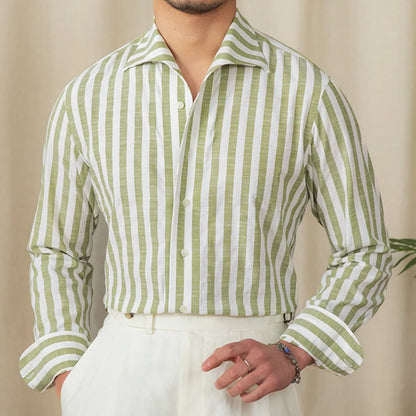 Business striped white summer shirt