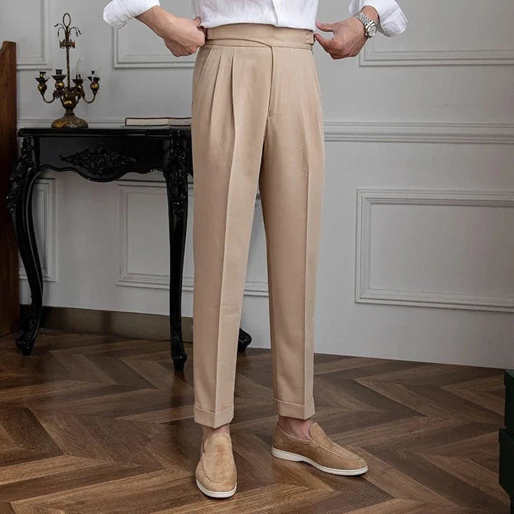 British high-waist trousers