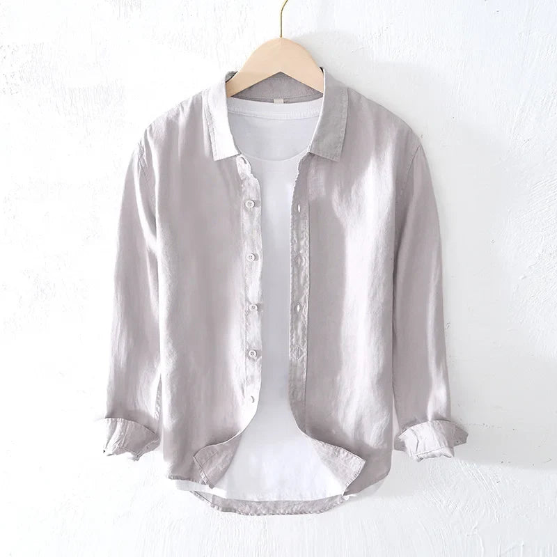 Italian pure linen long-sleeve shirt