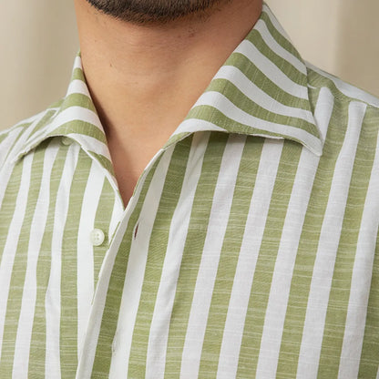 Business striped white summer shirt