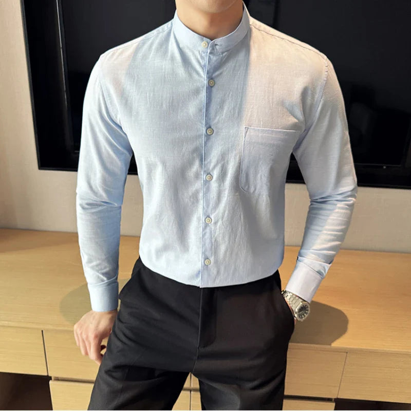 Linen smart casual long-sleeve shirt