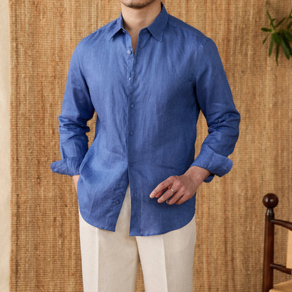 Relaxed fit casual long sleeve shirt linen