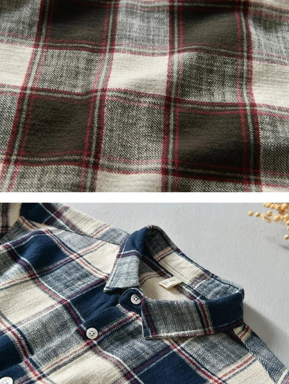 Korean plaid long-sleeve shirt