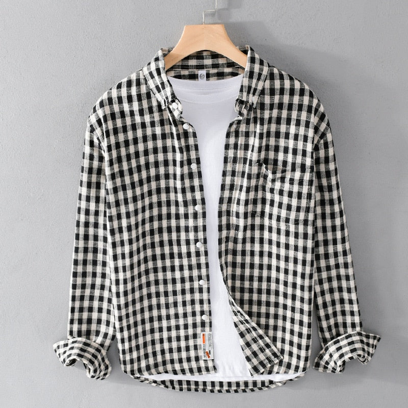 Chemise à carreaux décontractée 100 % coton YML