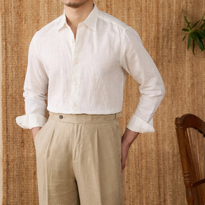 Relaxed fit casual long sleeve shirt linen