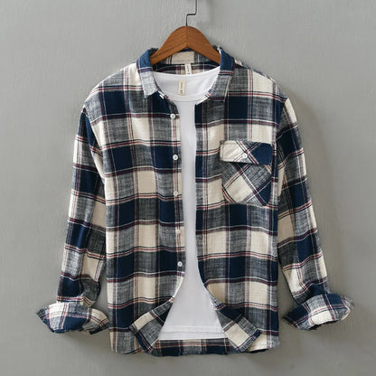 Korean plaid long-sleeve shirt