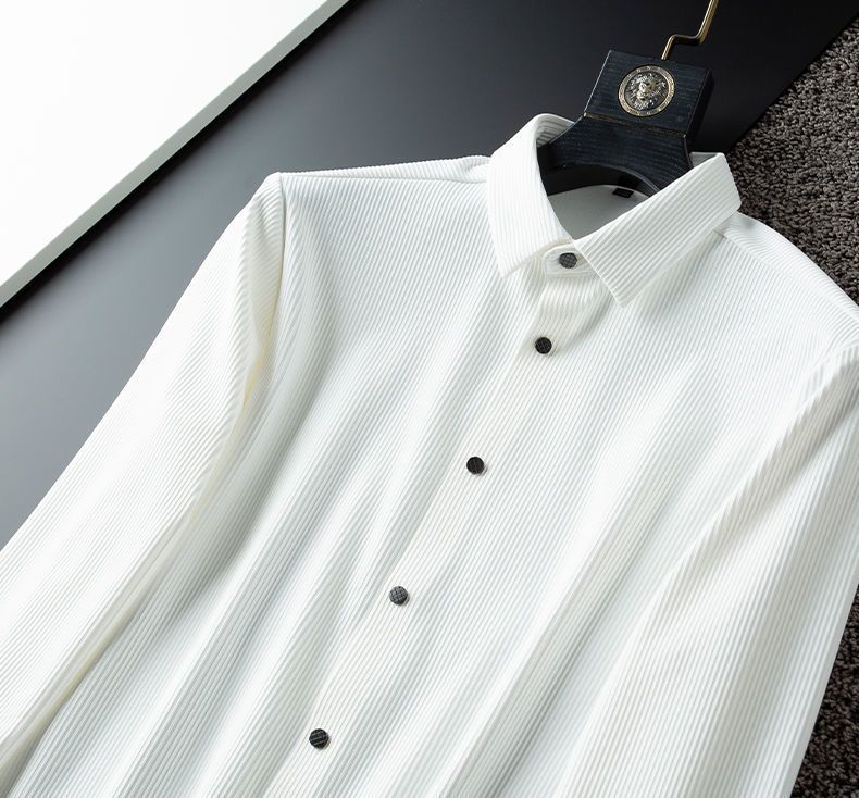 Business Casual Long-Sleeve Shirt with Turn-Down Collar