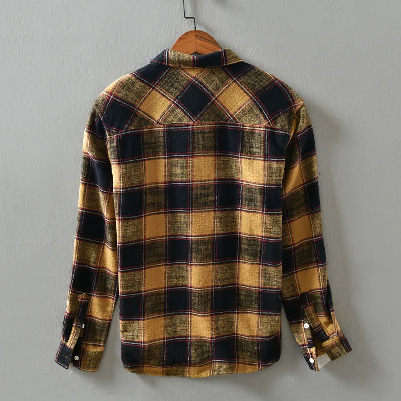 Korean plaid long-sleeve shirt