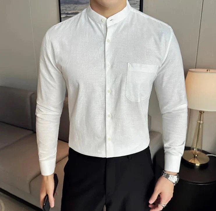 Linen smart casual long-sleeve shirt