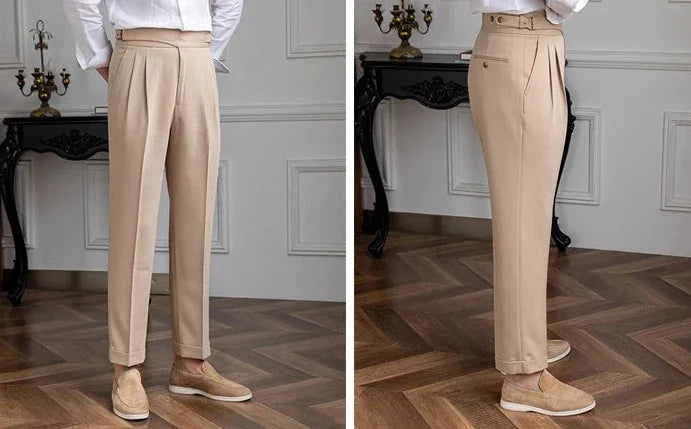 British high-waist trousers