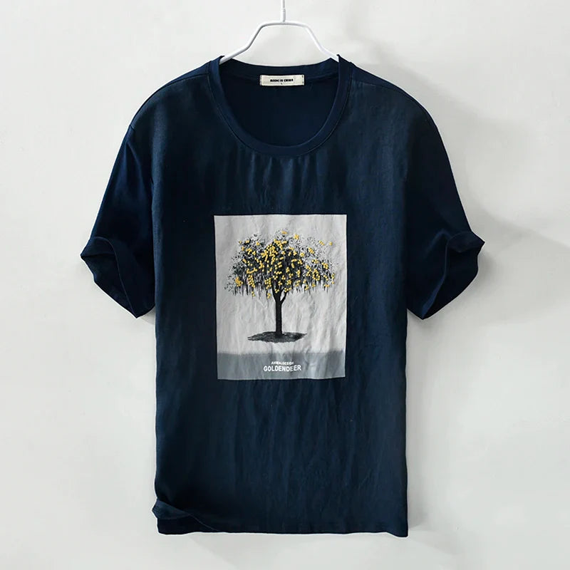 Tree print slim fit summer t-shirt