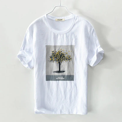 Tree print slim fit summer t-shirt