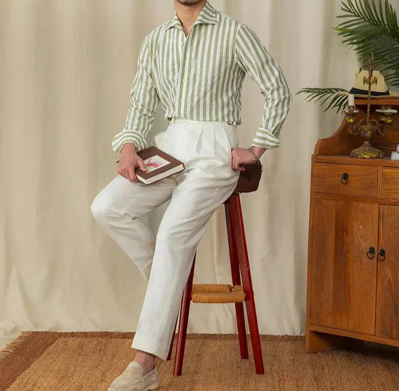 Business striped white summer shirt