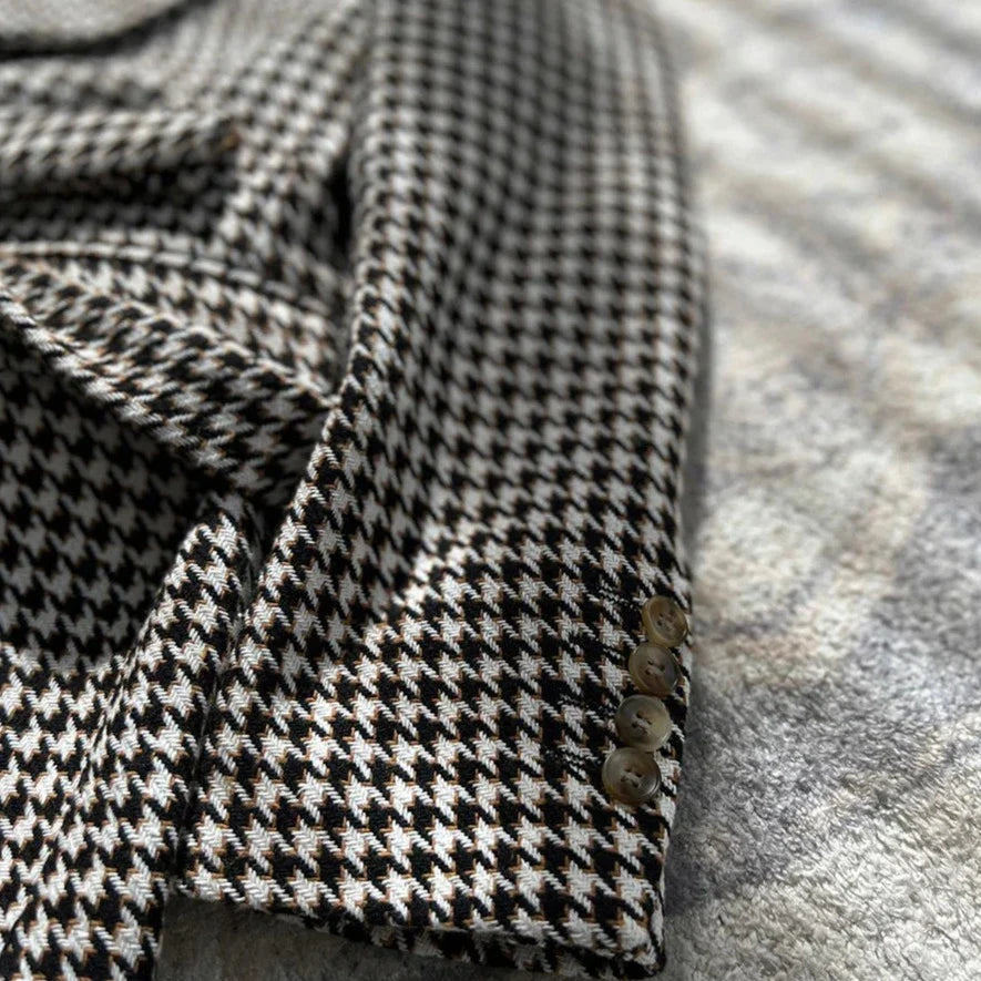 Houndstooth woolen retro suit blazer