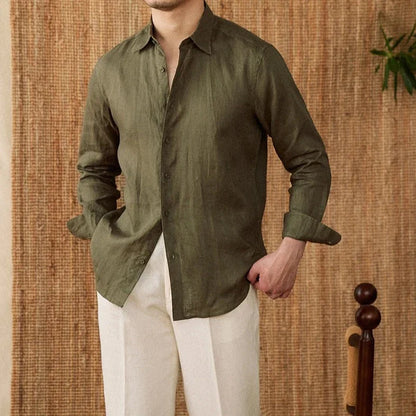 Relaxed fit casual long sleeve shirt linen