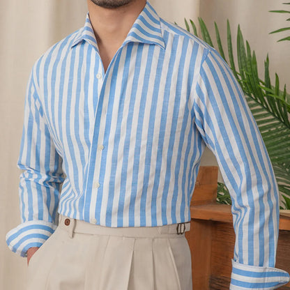 Business striped white summer shirt