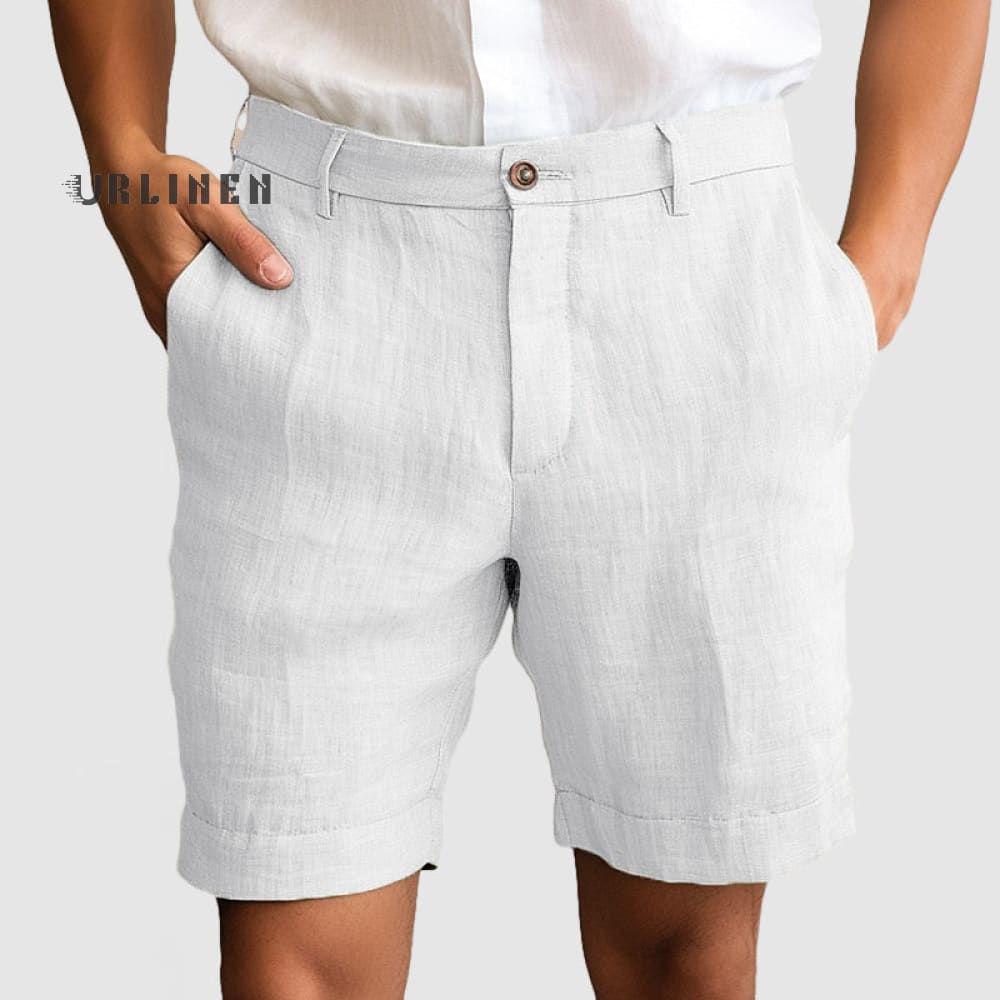 Short décontracté en coton et lin pour homme