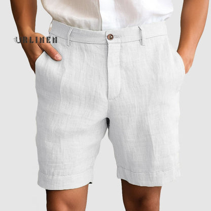 Short décontracté en coton et lin pour homme