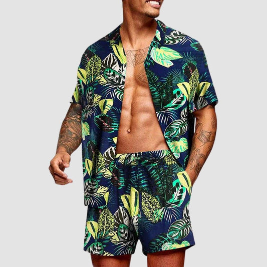 Antoniosclothing Hawaiian casual summer print set 2 piece ( T-Shirt+Shorts)