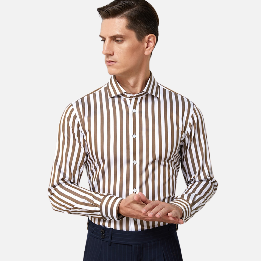 AntoniosClothing Striped Office Long-Sleeve Shirt