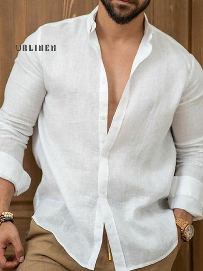 Chemise décontractée manche longue à revers plats 100% coton