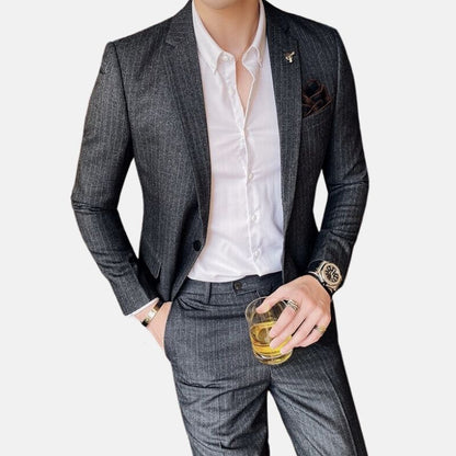 Ben Striped Pattern 2 Piece Suit (Jacket+Pants)