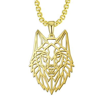 Antonios Wolf Pendant Stainless Steel Necklace