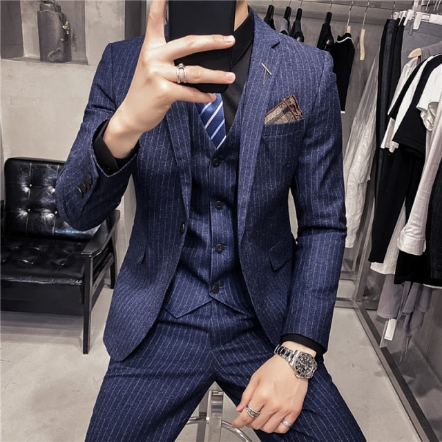 British Business 3 Piece Suit(blazer+vest+pants)