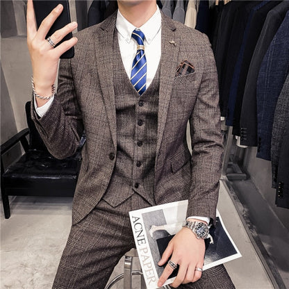 British Business 3 Piece Suit(blazer+vest+pants)