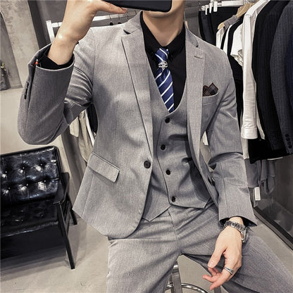 British Business 3 Piece Suit(blazer+vest+pants)