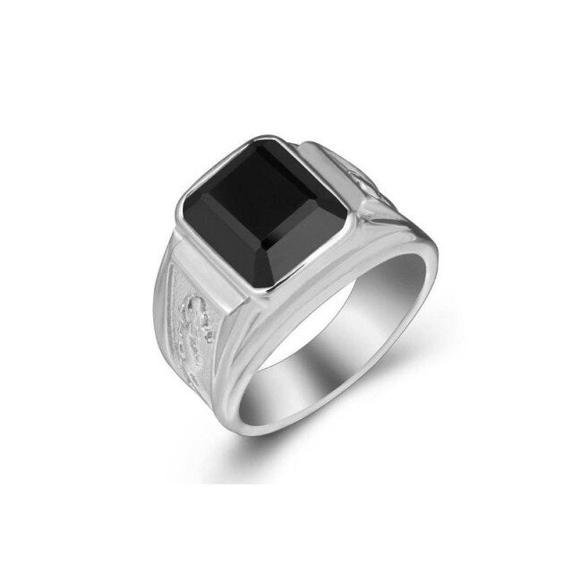 Antonios Rubin Stainless Steel Ring Men