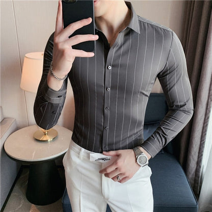 AntoniosClothing Men's Striped Business Shirt