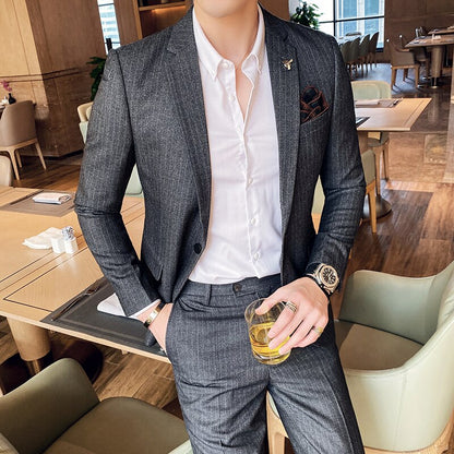 Ben Striped Pattern 2 Piece Suit (Jacket+Pants)