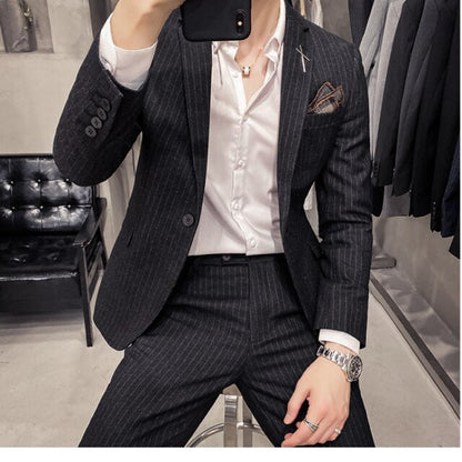 Ben Striped Pattern 2 Piece Suit (Jacket+Pants)