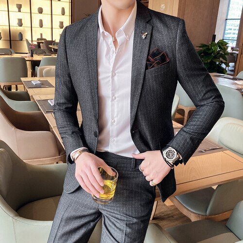 Ben Striped Pattern 2 Piece Suit (Jacket+Pants)