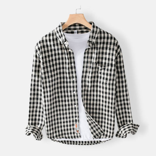 Chemise à carreaux décontractée 100 % coton YML