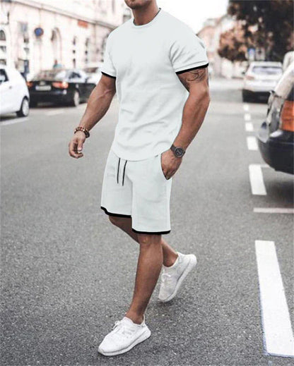 AntoniosClothing white casual summer set 2 piece ( T-Shirt+Shorts)