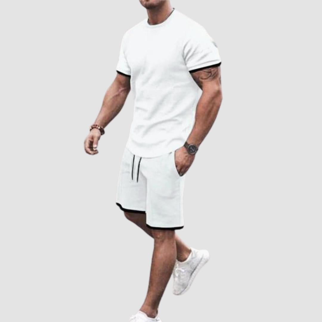 AntoniosClothing white casual summer set 2 piece ( T-Shirt+Shorts)